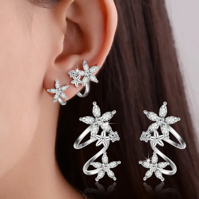 Trend Silver Color Star Crystal Stud Earrings!