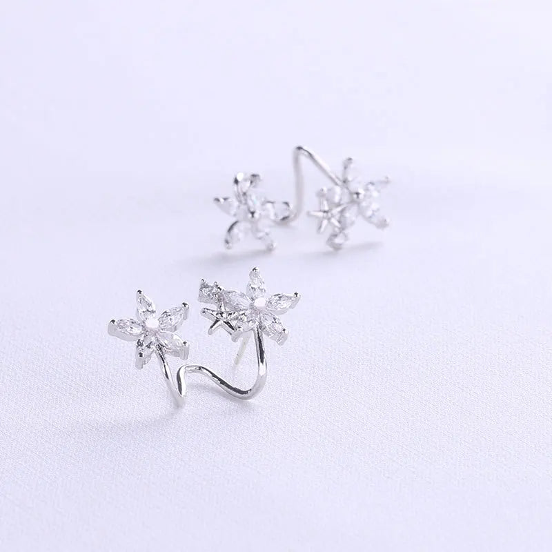 Trend Silver Color Star Crystal Stud Earrings!