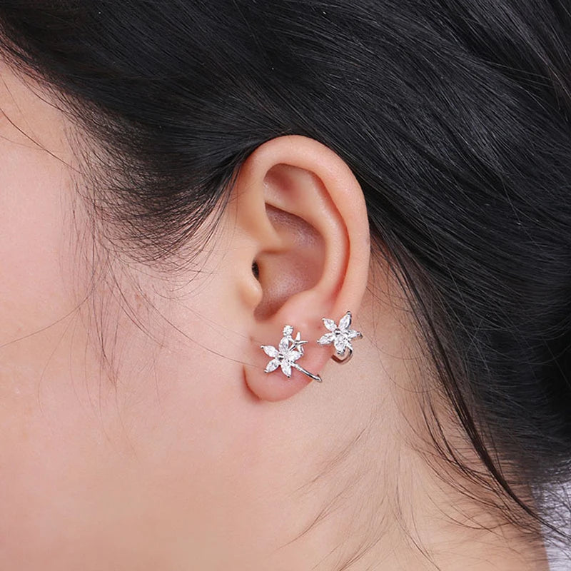 Trend Silver Color Star Crystal Stud Earrings!